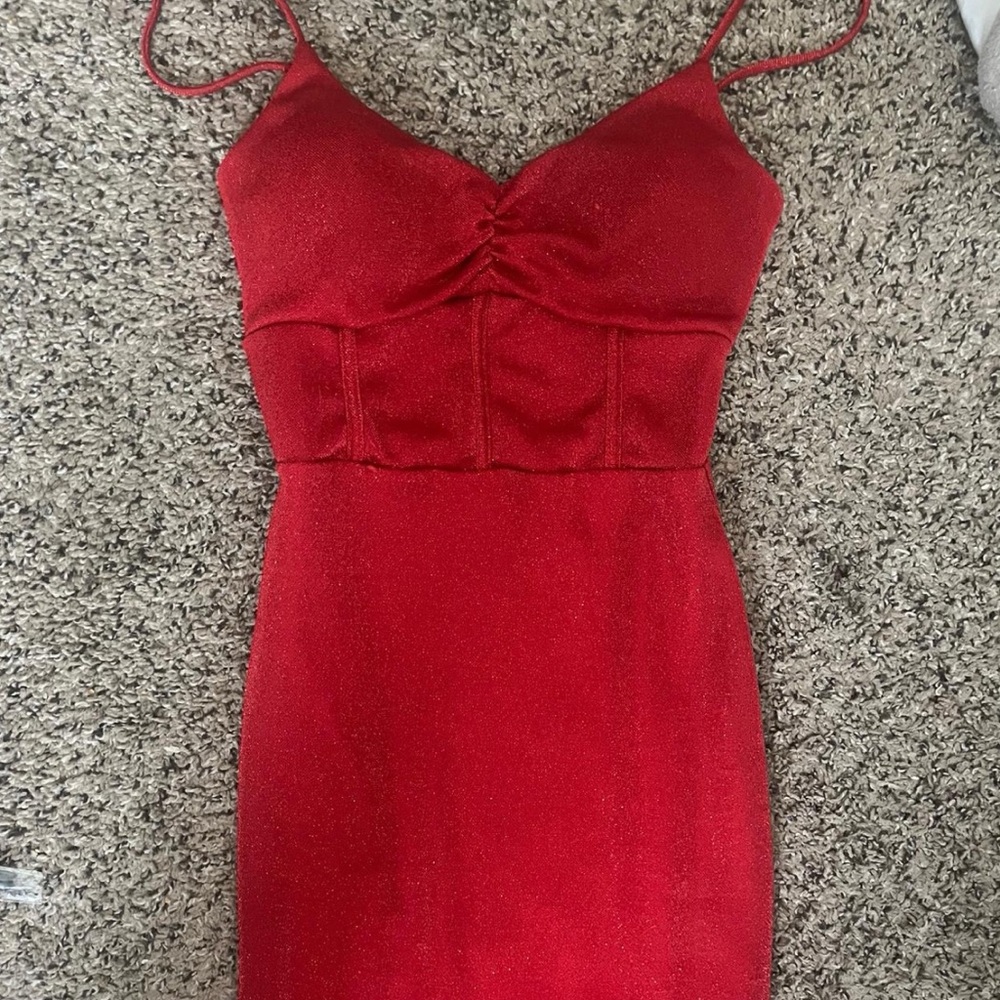 Elegant Red Spaghetti Strap homecoming Dress worn once